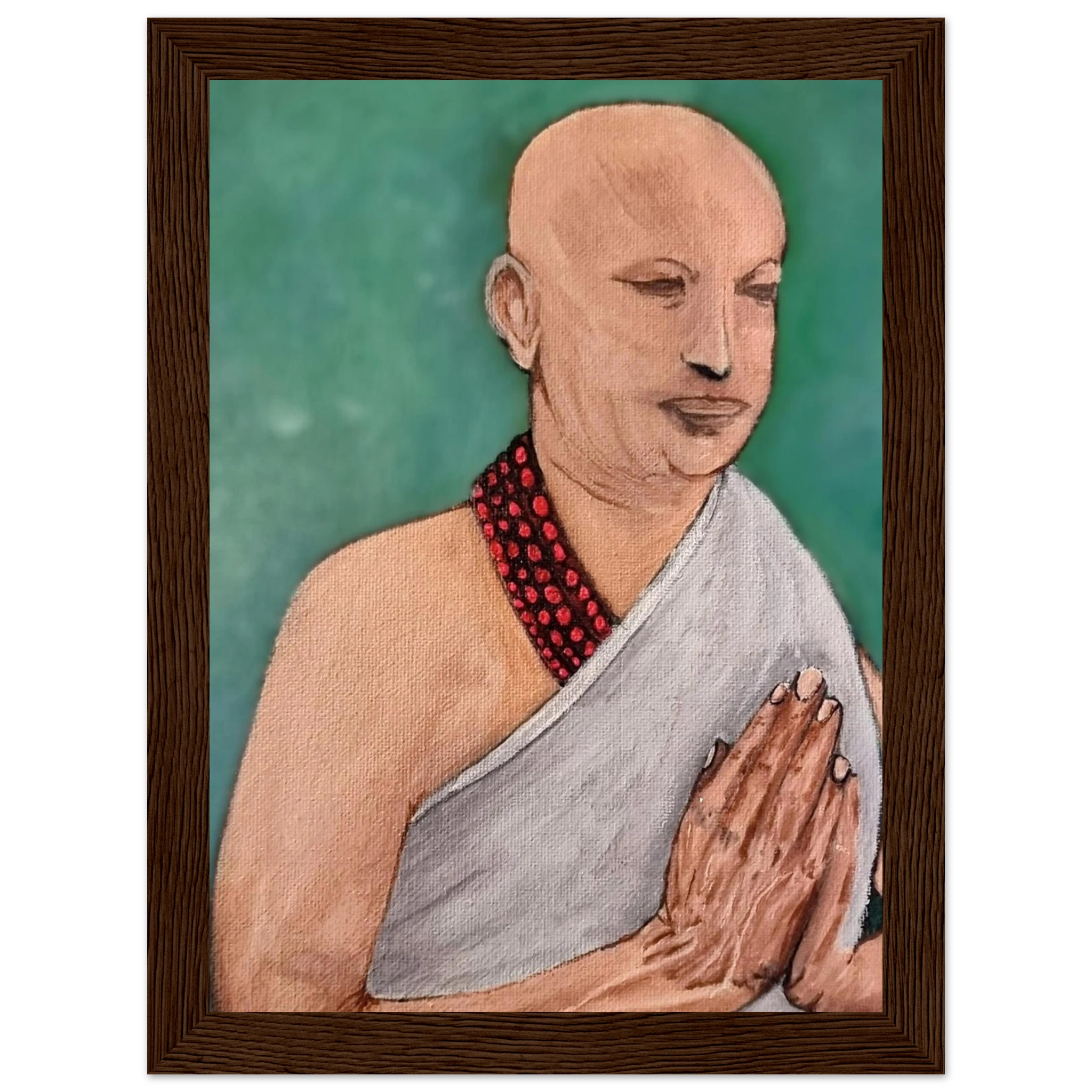 Peaceful monk in prayer art print serene meditation decor