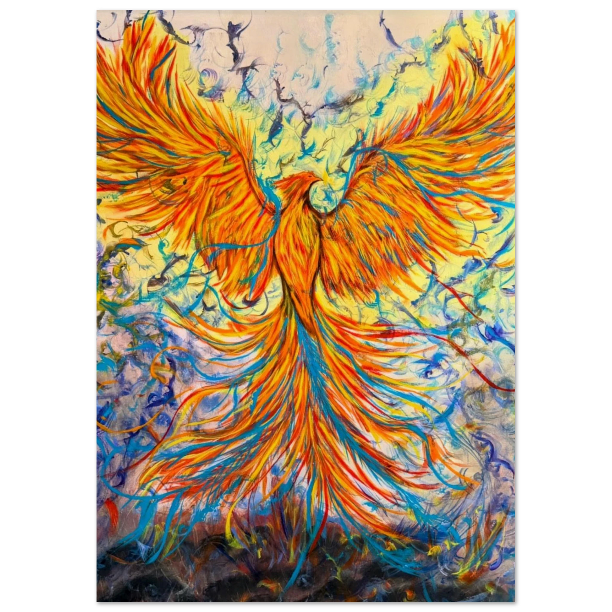 Spiritual phoenix wall art displayed - healing inspirational decor