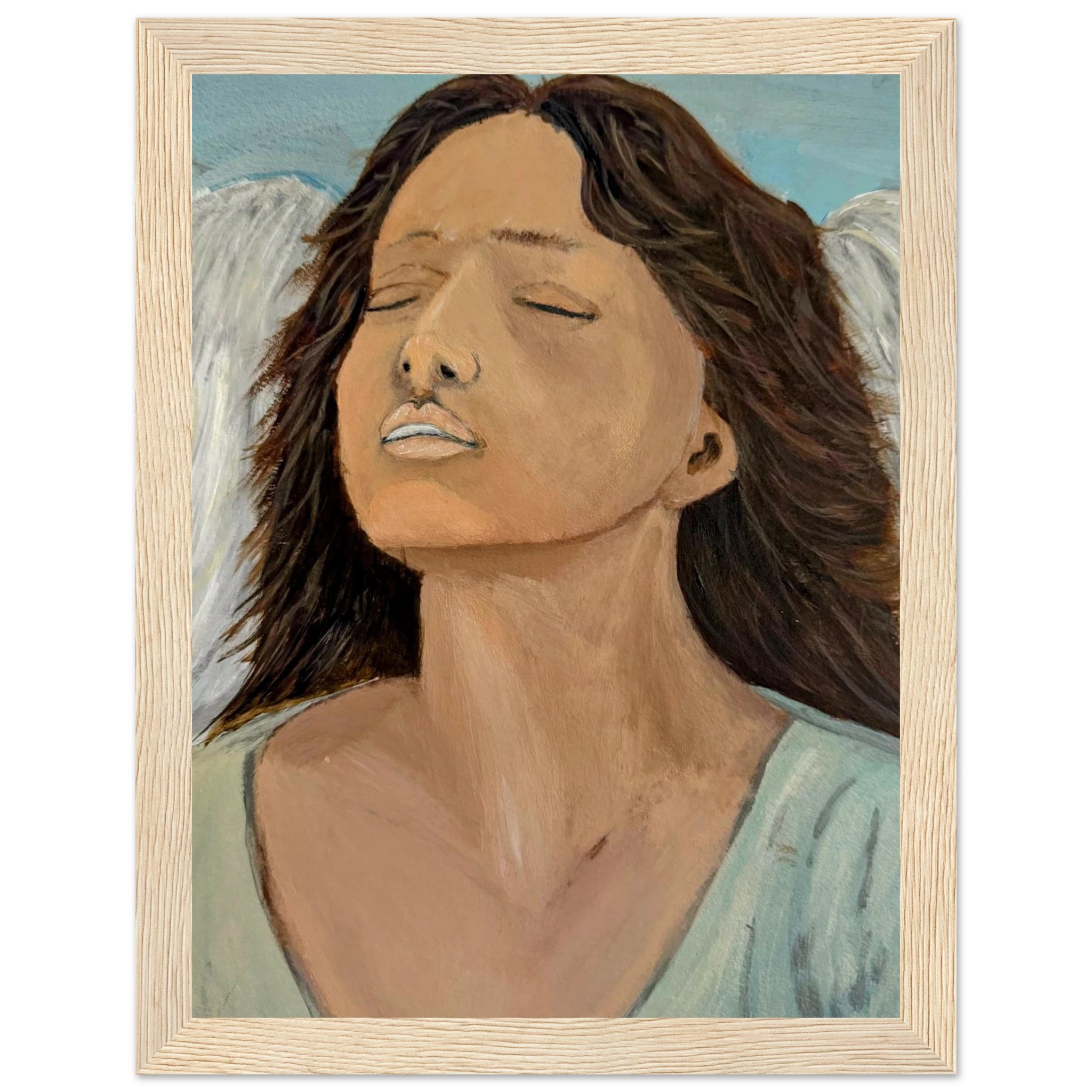 Angel gazing upward art print - divine calm meditation decor