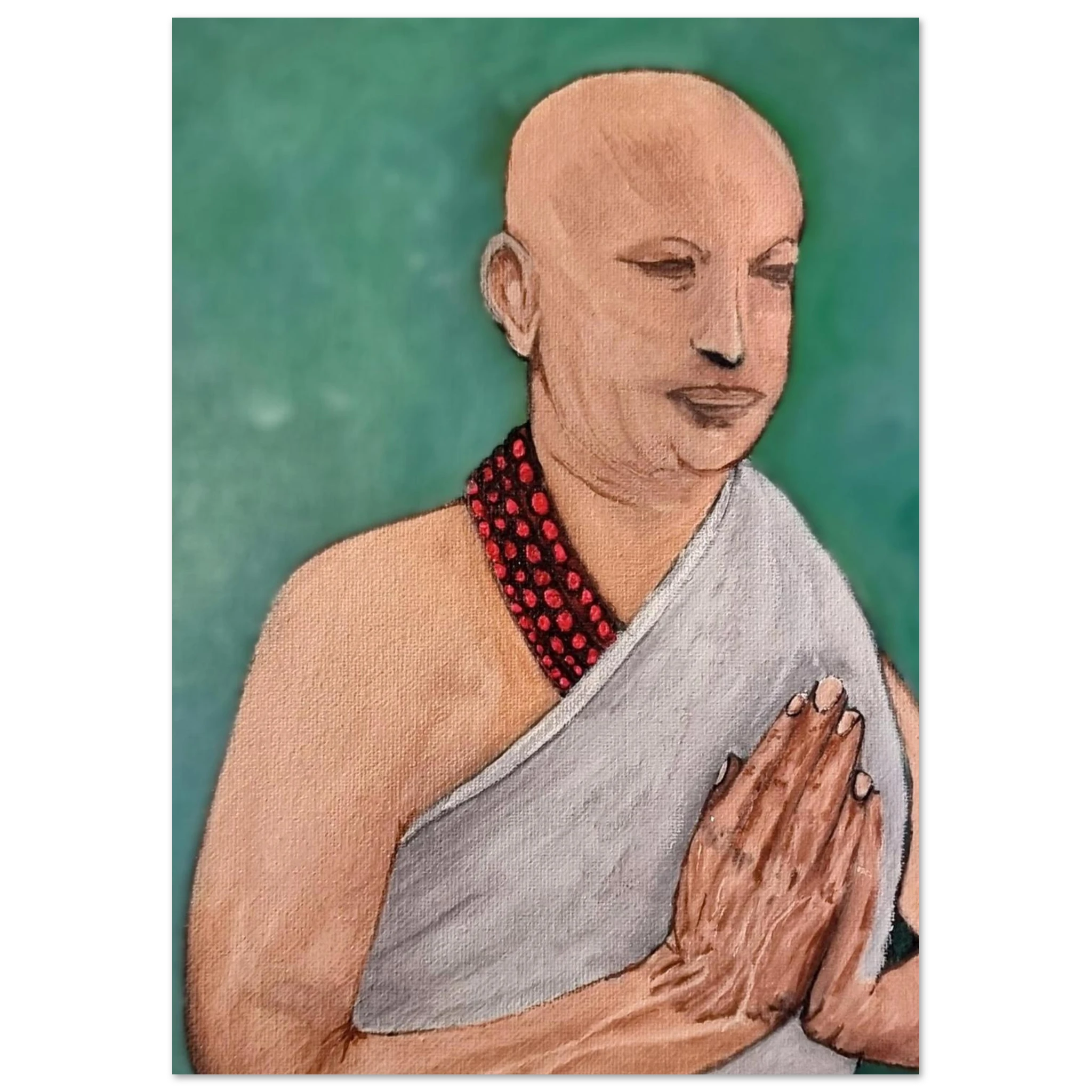 Meditation monk wall art  - Inner Stillness spiritual prayer painting