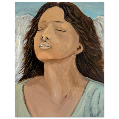 Peaceful angel wall art - Breathe in the Light spiritual prayer painting