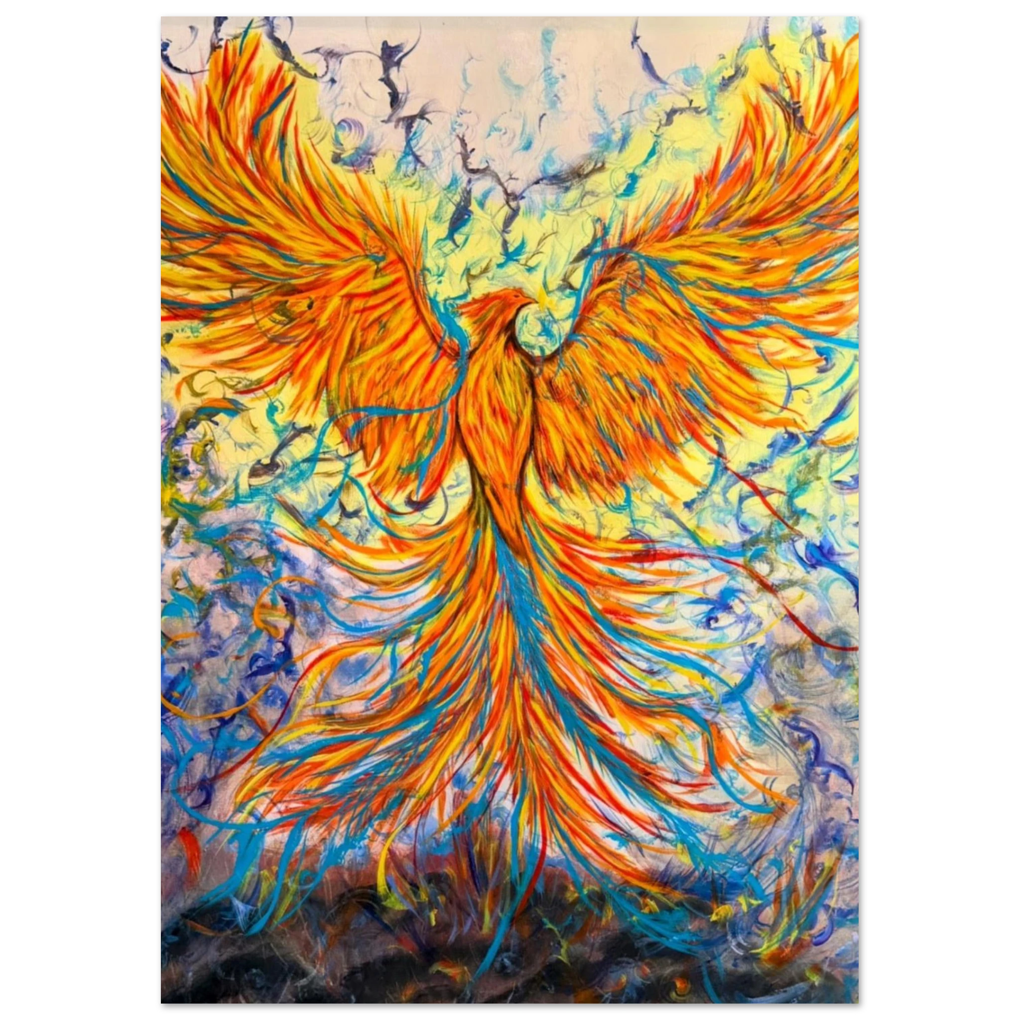 Phoenix rising spiritual all art - fiery rebirth transformation painting