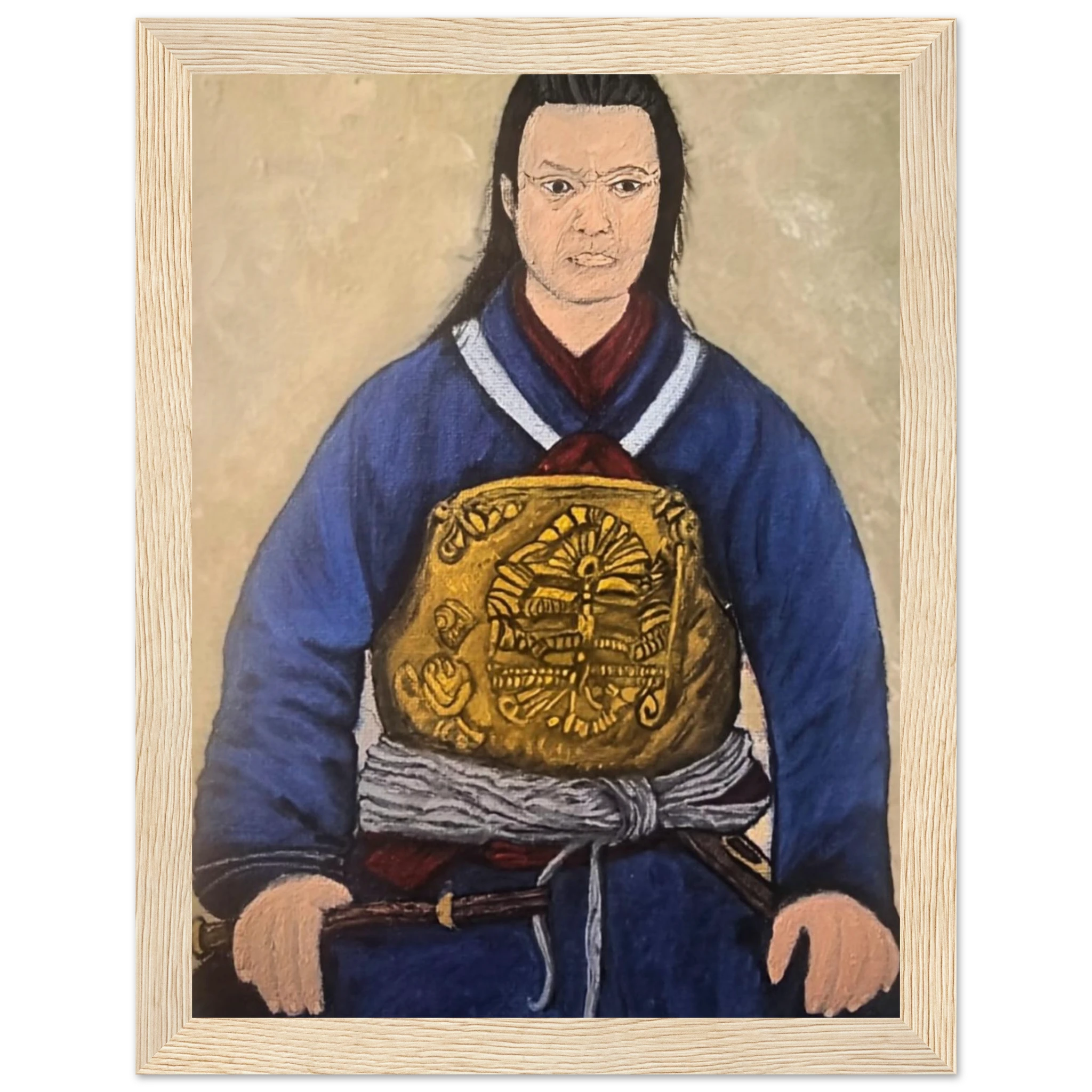 Frames samurai painting print detail - meditation room art