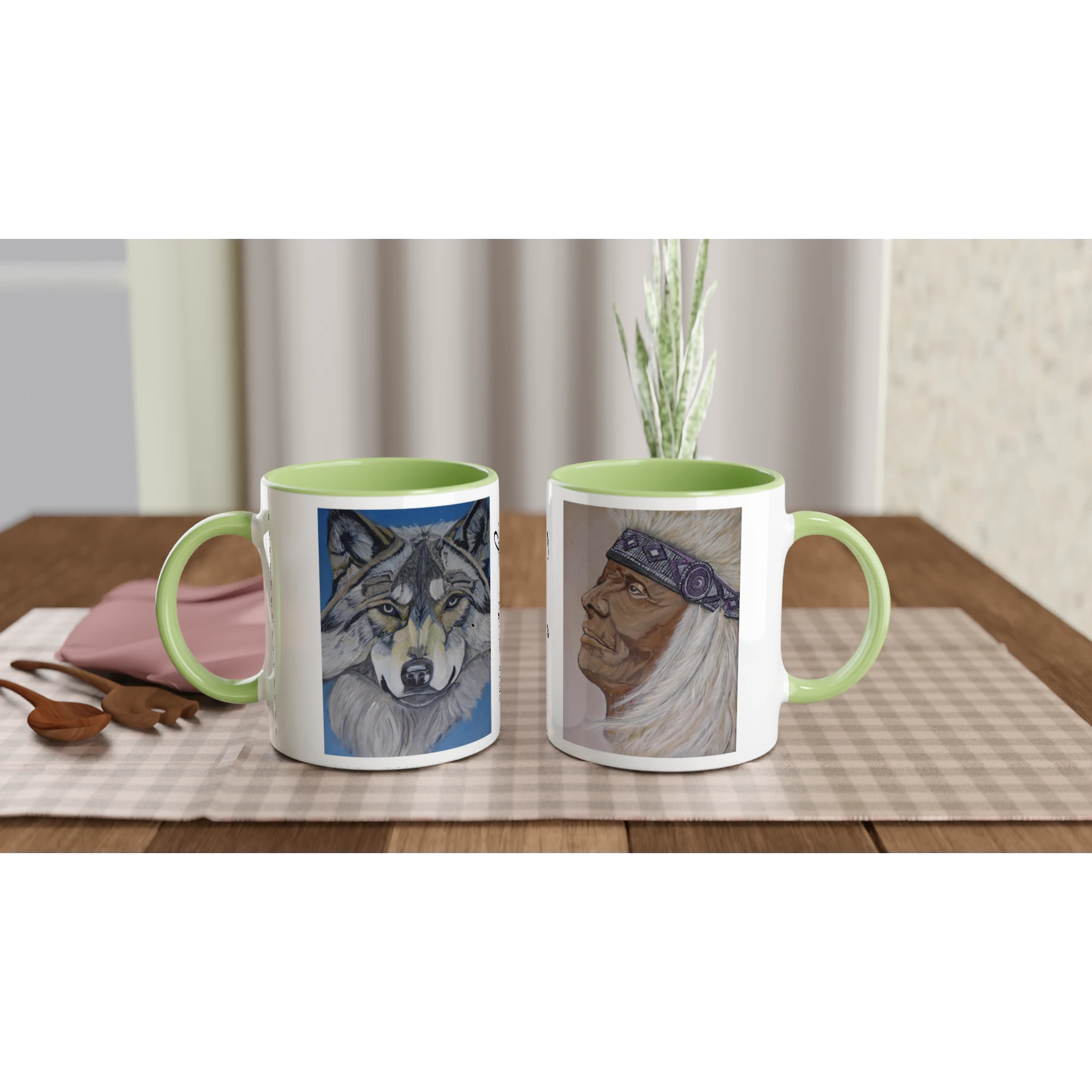 Wolf spirit ceramic mug - nature wildlife coffee mug detail